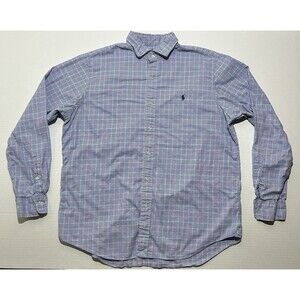 Ralph Lauren Men Button Down Check Shirt Size XL Sky Pink Green Casual Polo Top